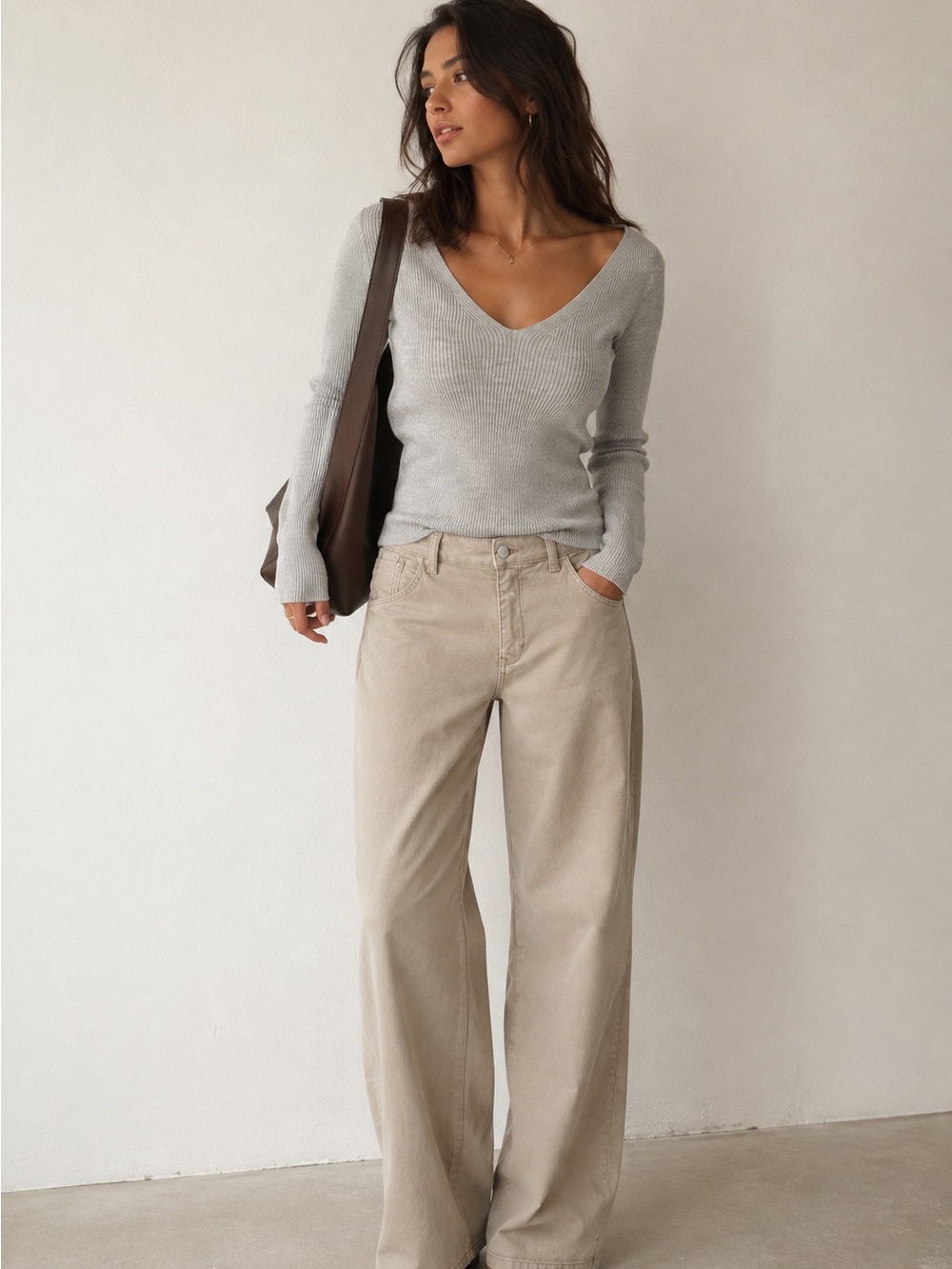 Mavi Miracle High Rise Wide Leg Women's Jeans in Beige
